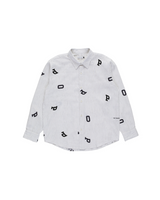 White Letters Striped Pop Shirt