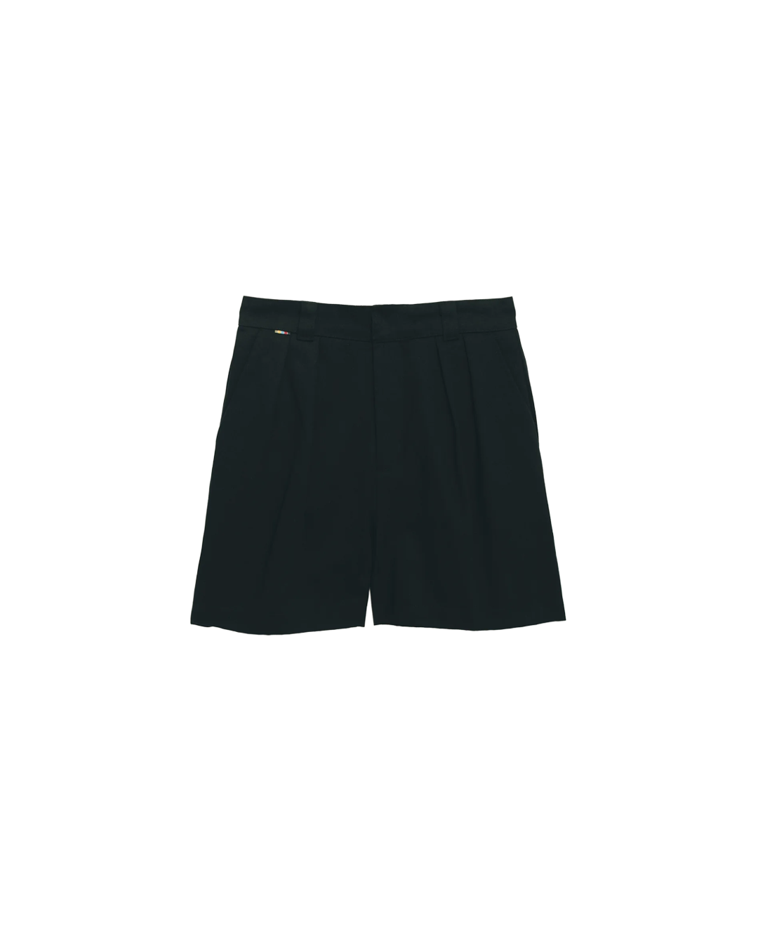 Black Tailored Double-Pleated Shorts