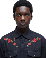 Black 'Roses' Cotton Shirt
