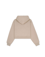 Brown Vendome Script Embroidered Cropped Hoodie