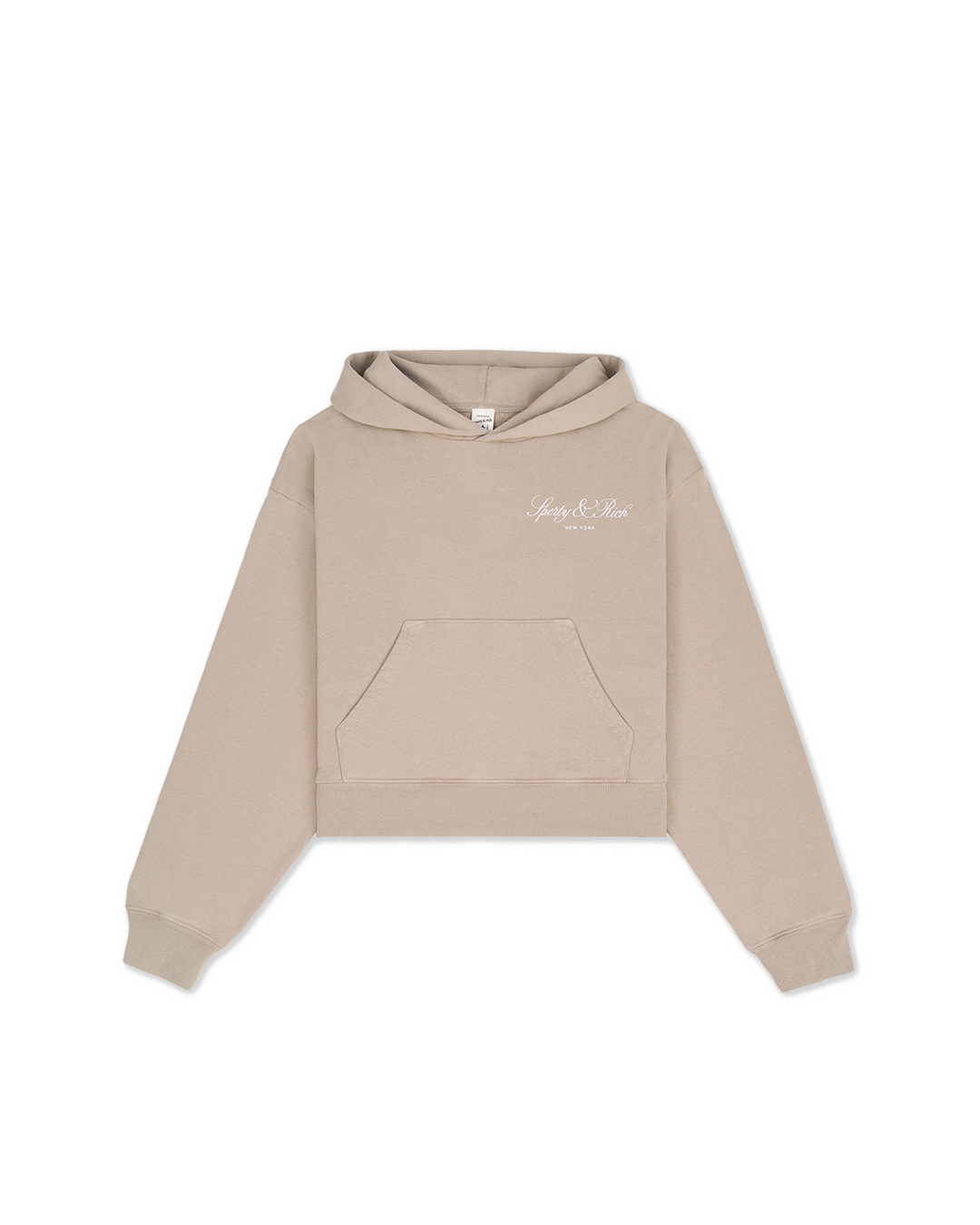 Brown 'Vendome Script' Embroidered Cropped Hoodie