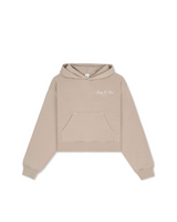 Brown Vendome Script Embroidered Cropped Hoodie
