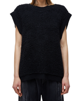 Black Furry Tricot Vest