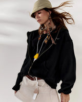 Black Script Logo Boxy Hoodie