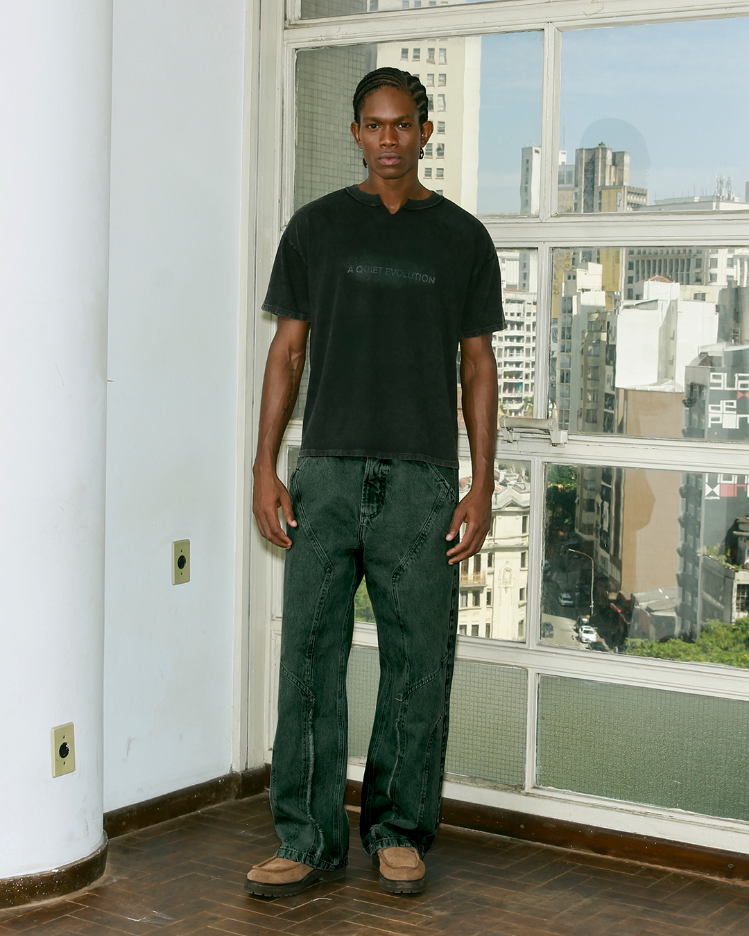 Black Washed 'Outset' Tee
