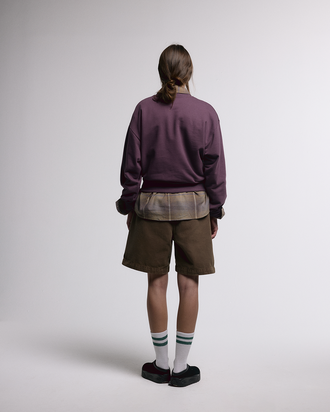 Brown Washed Twill Shorts