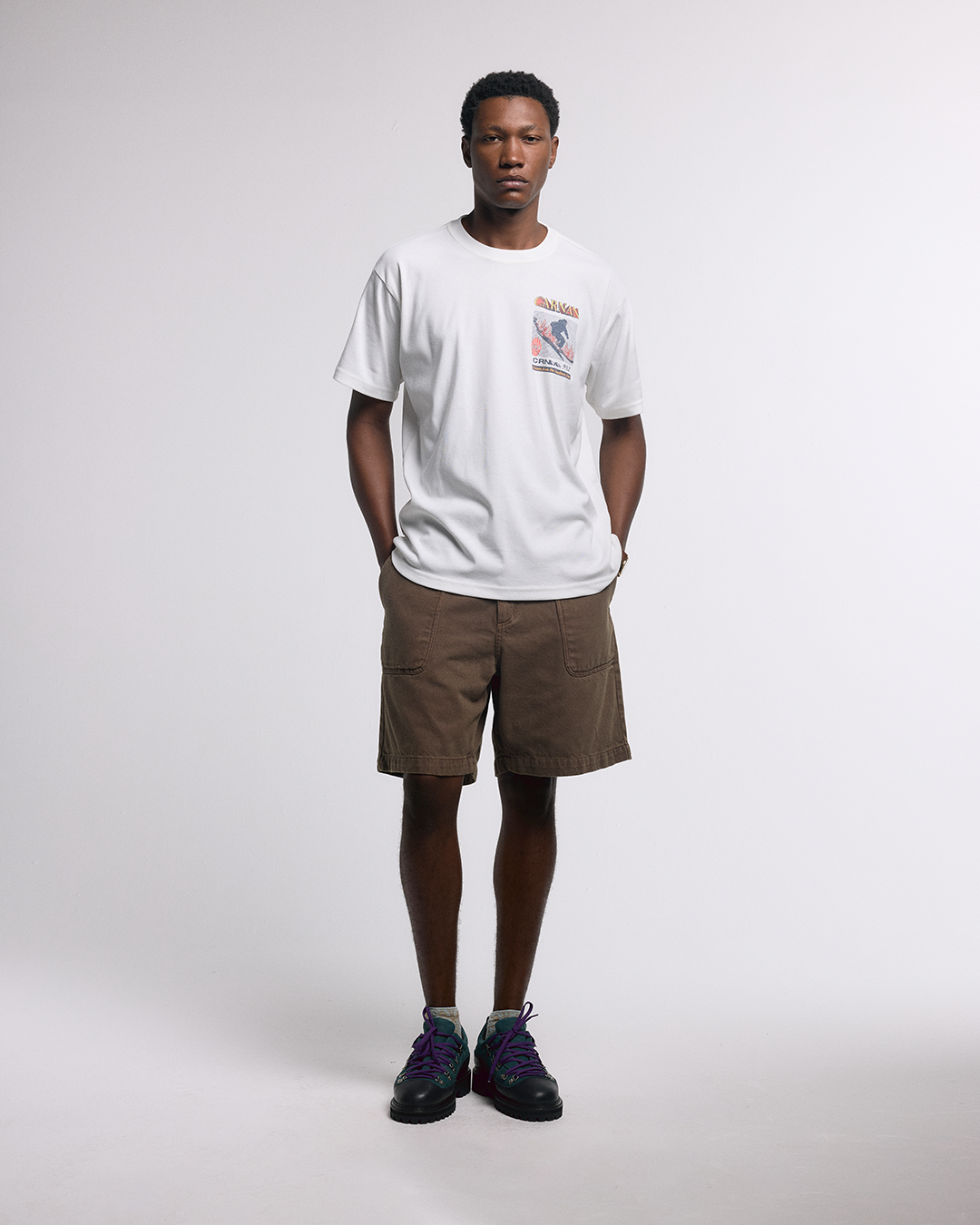 Brown Washed Twill Shorts
