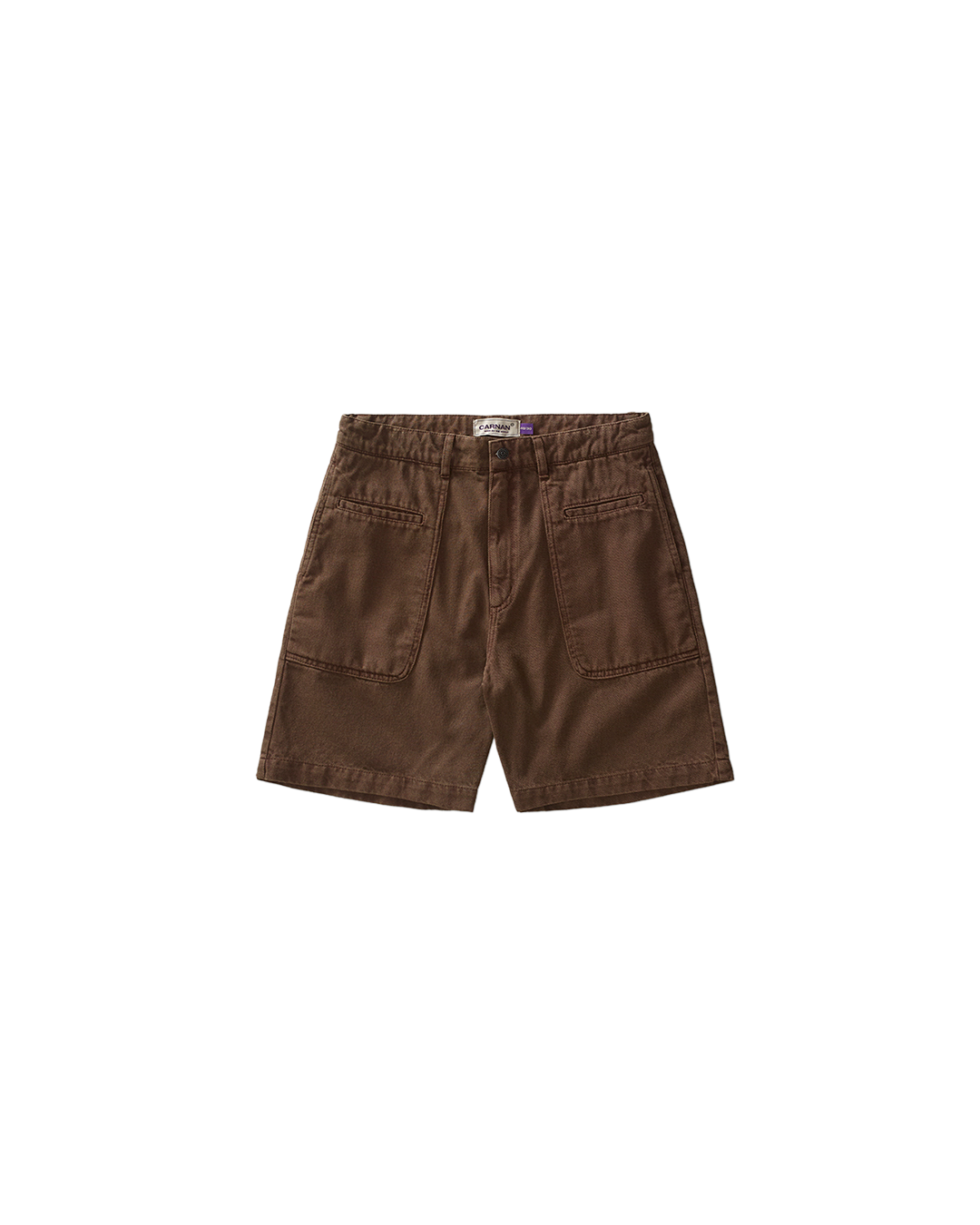 Brown Washed Twill Shorts