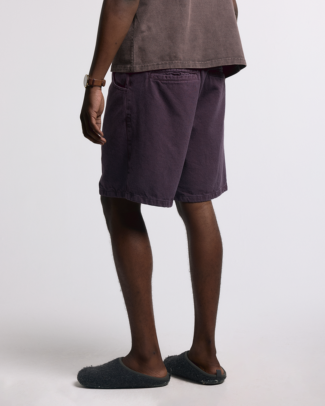 Purple Washed Twill Shorts
