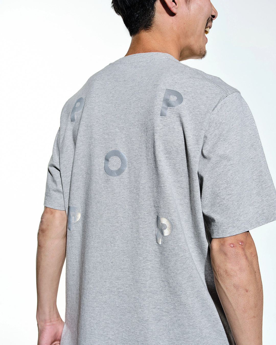 Grey Heather Reflective Logo Tee