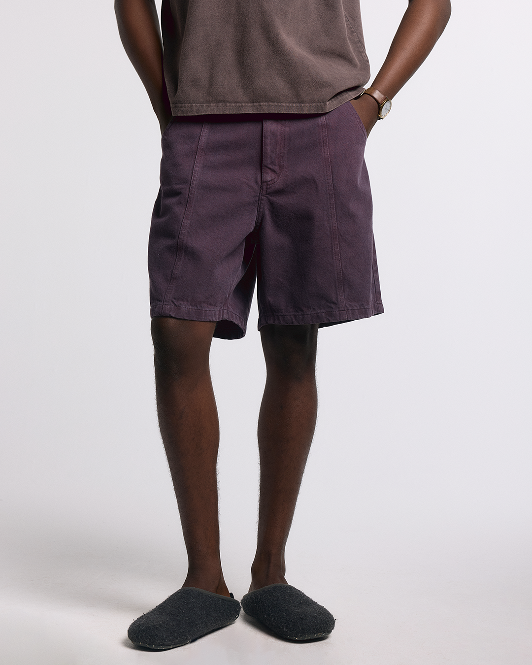 Purple Washed Twill Shorts