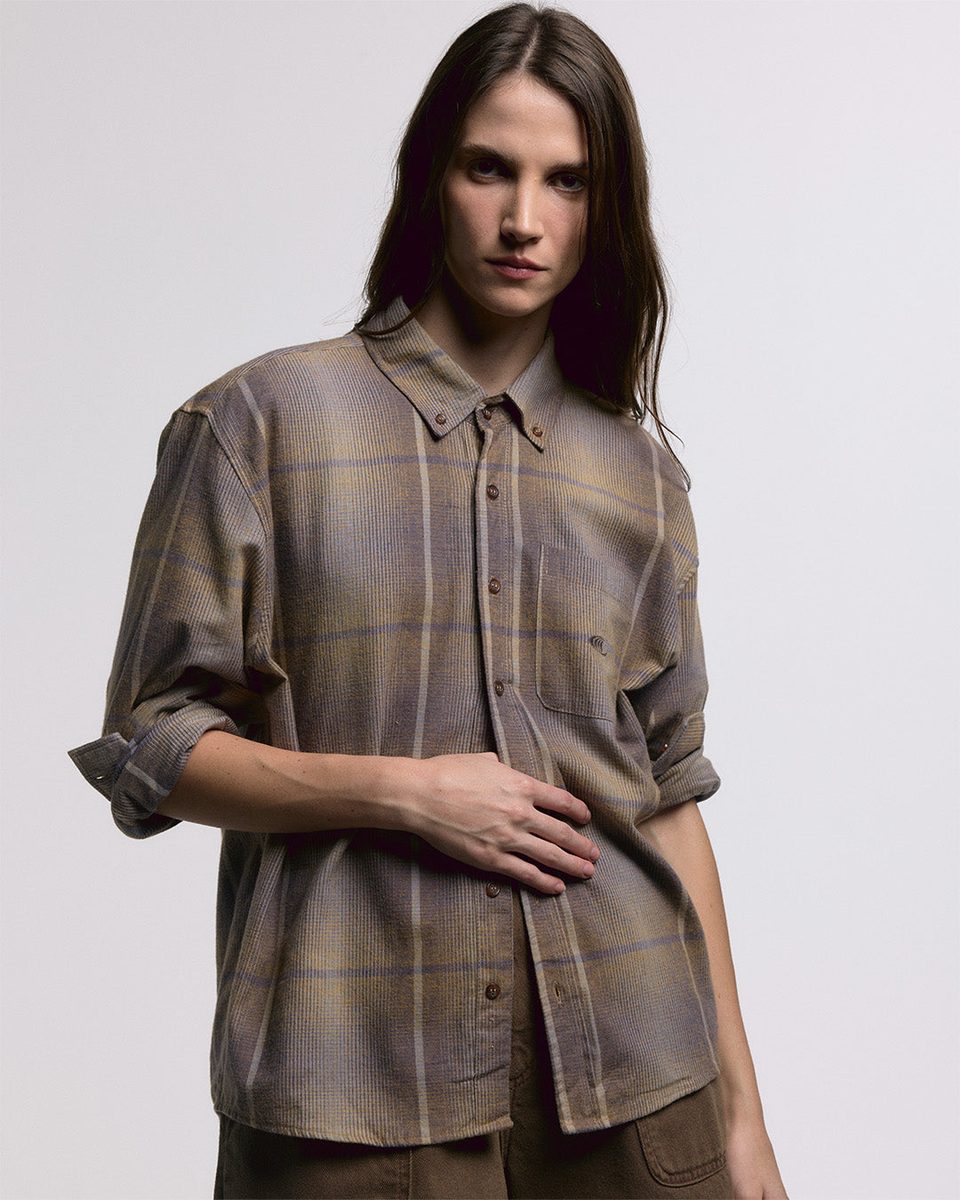 Brown Plaid Flannel Shirt