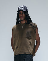 Olive 'Trashed' Tank Top