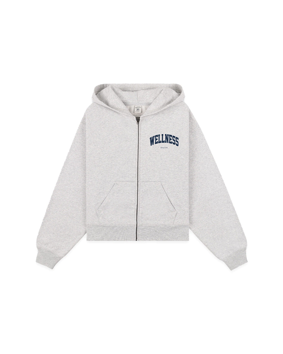 Gray/Navy 'Wellness Ivy' Cropped Zip Hoodie