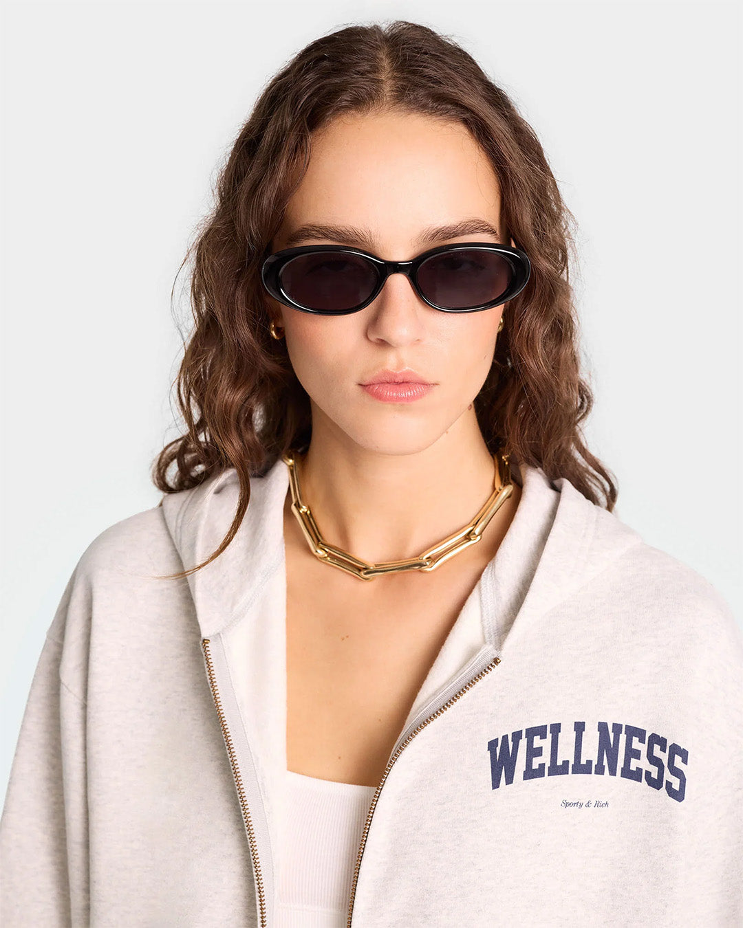 Gray/Navy 'Wellness Ivy' Cropped Zip Hoodie
