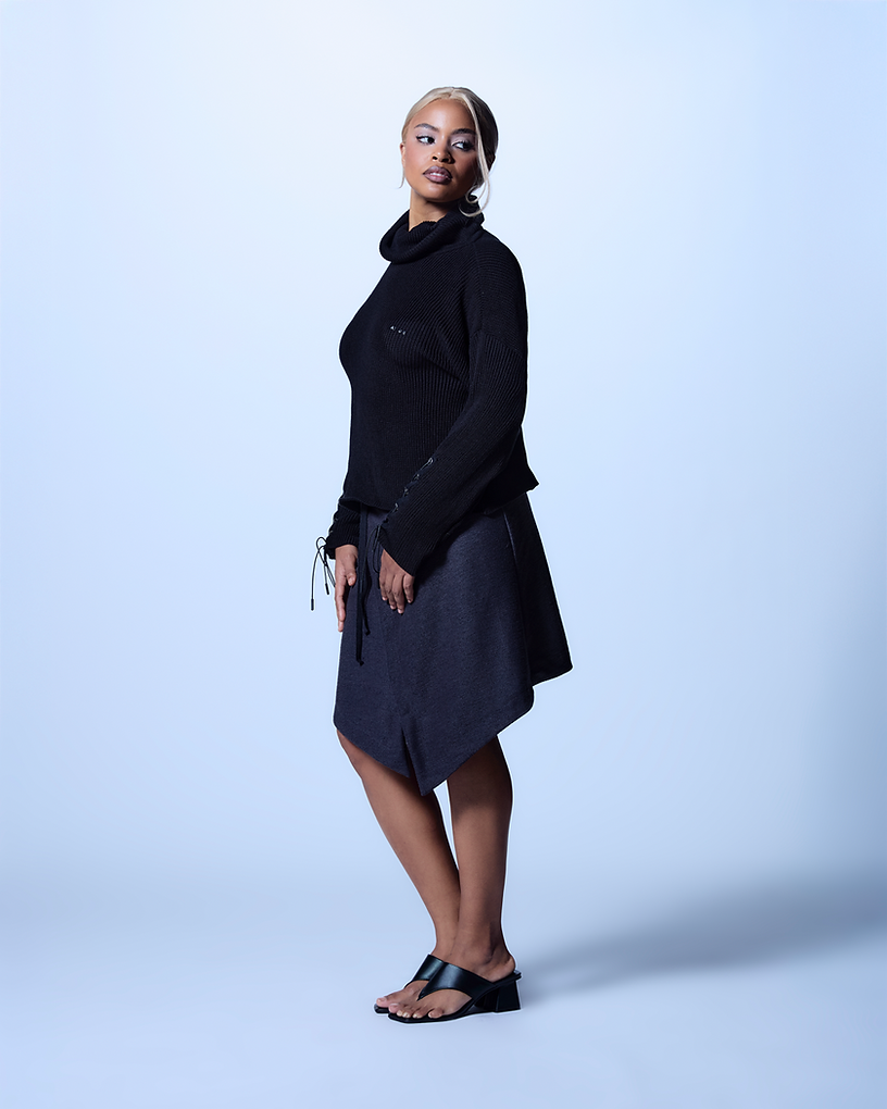 Gray/Black Asymmetric Skirt