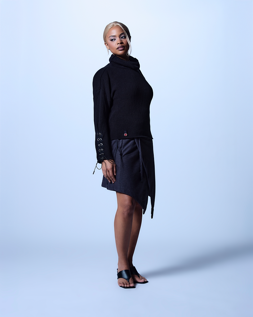 Gray/Black Asymmetric Skirt