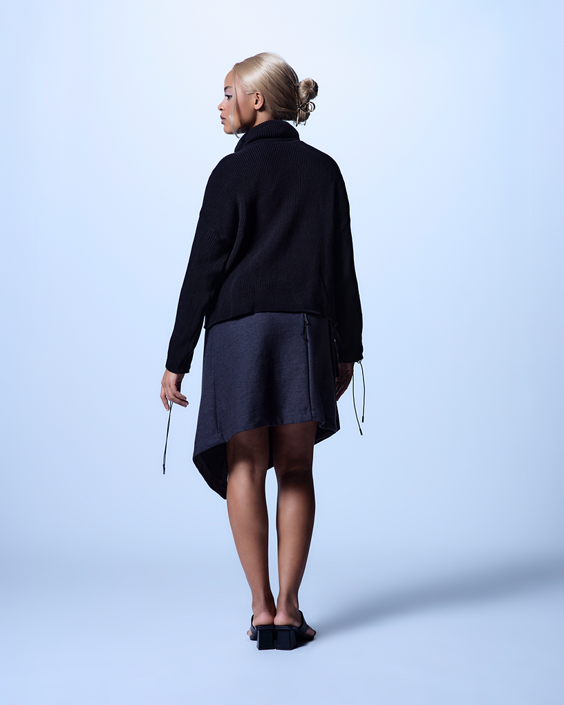 Gray/Black Asymmetric Skirt