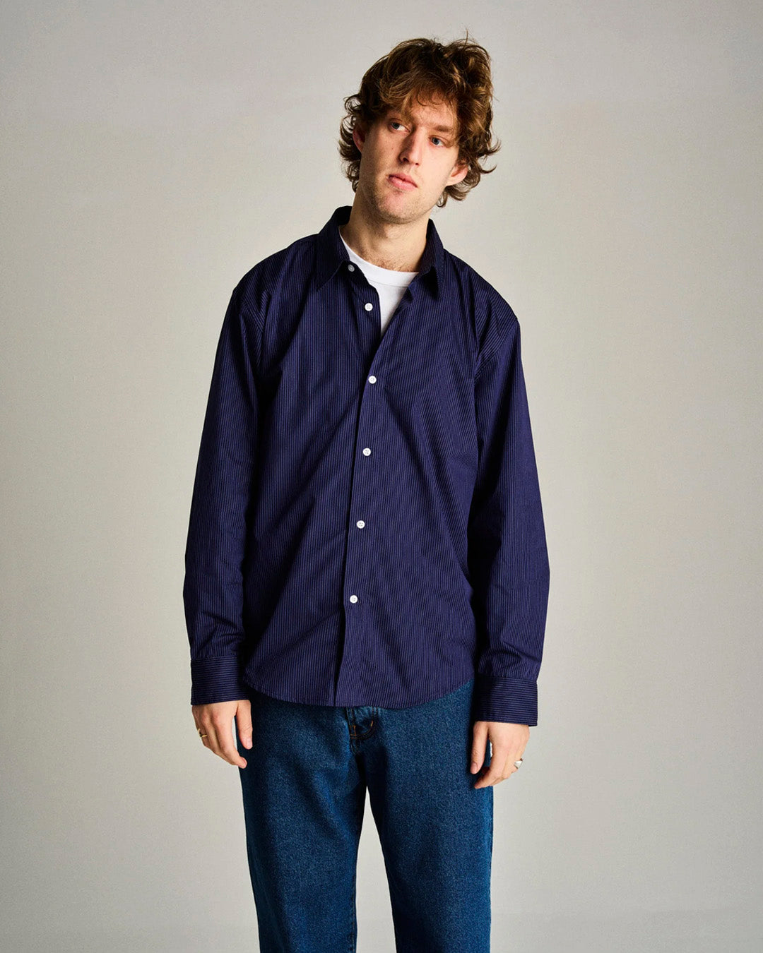Navy 'Logo' Striped Shirt