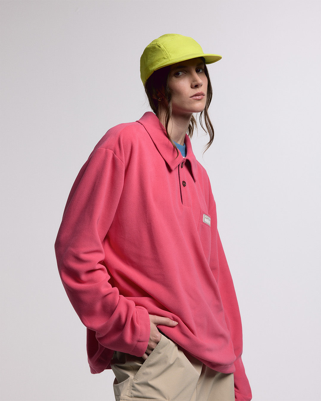 Pink Fleece Rugby Polo