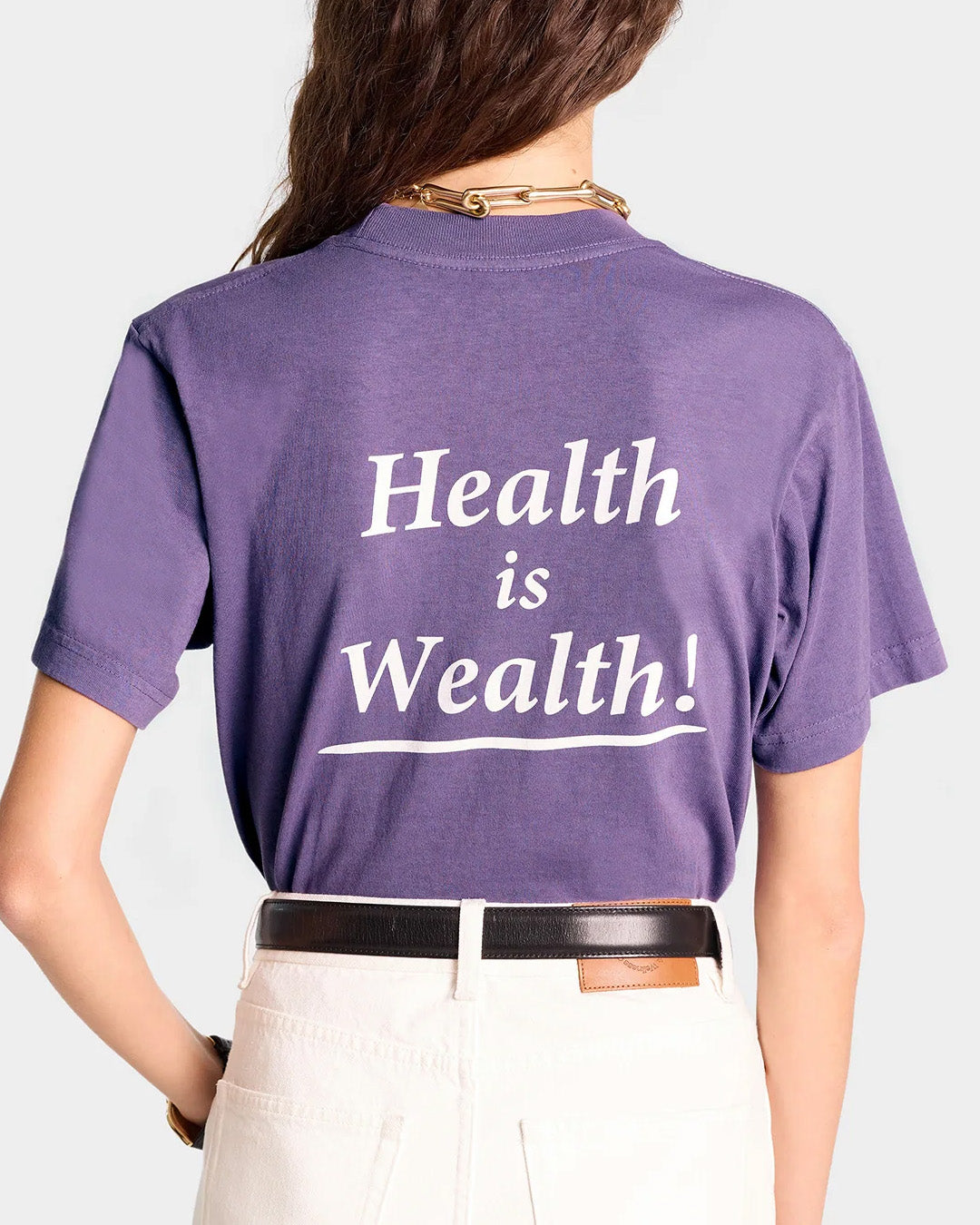 Purple 'Health Is Wealth' Tee