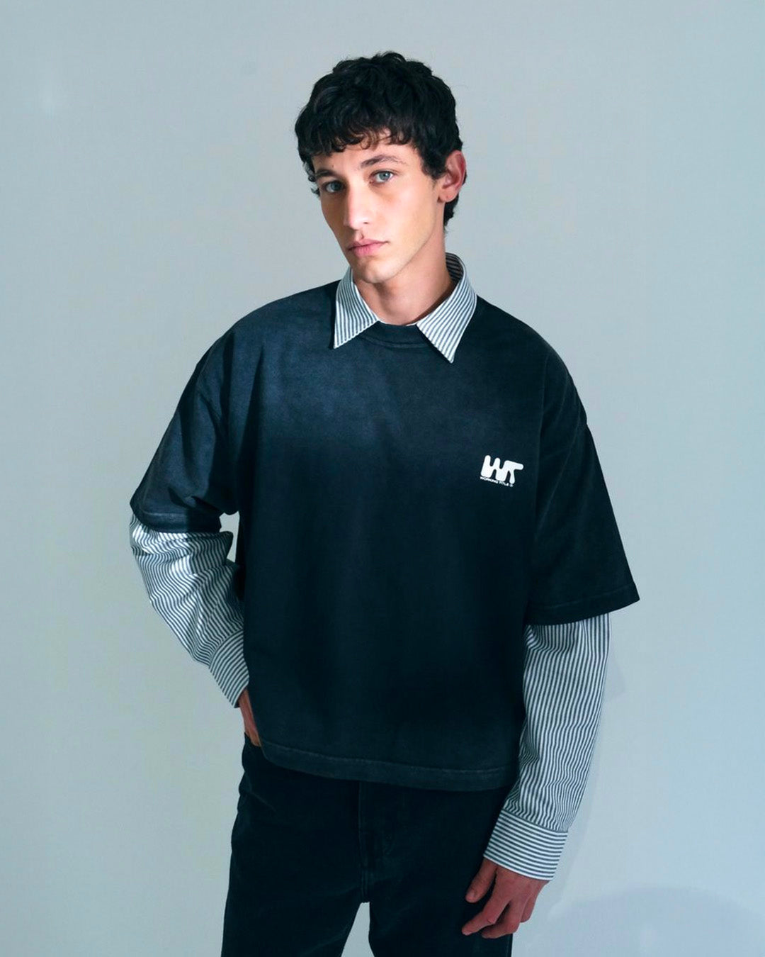 Black Stoned 'WT Tech' Oversized Boxy Tee