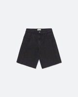 Black Straight Cut Denim Shorts