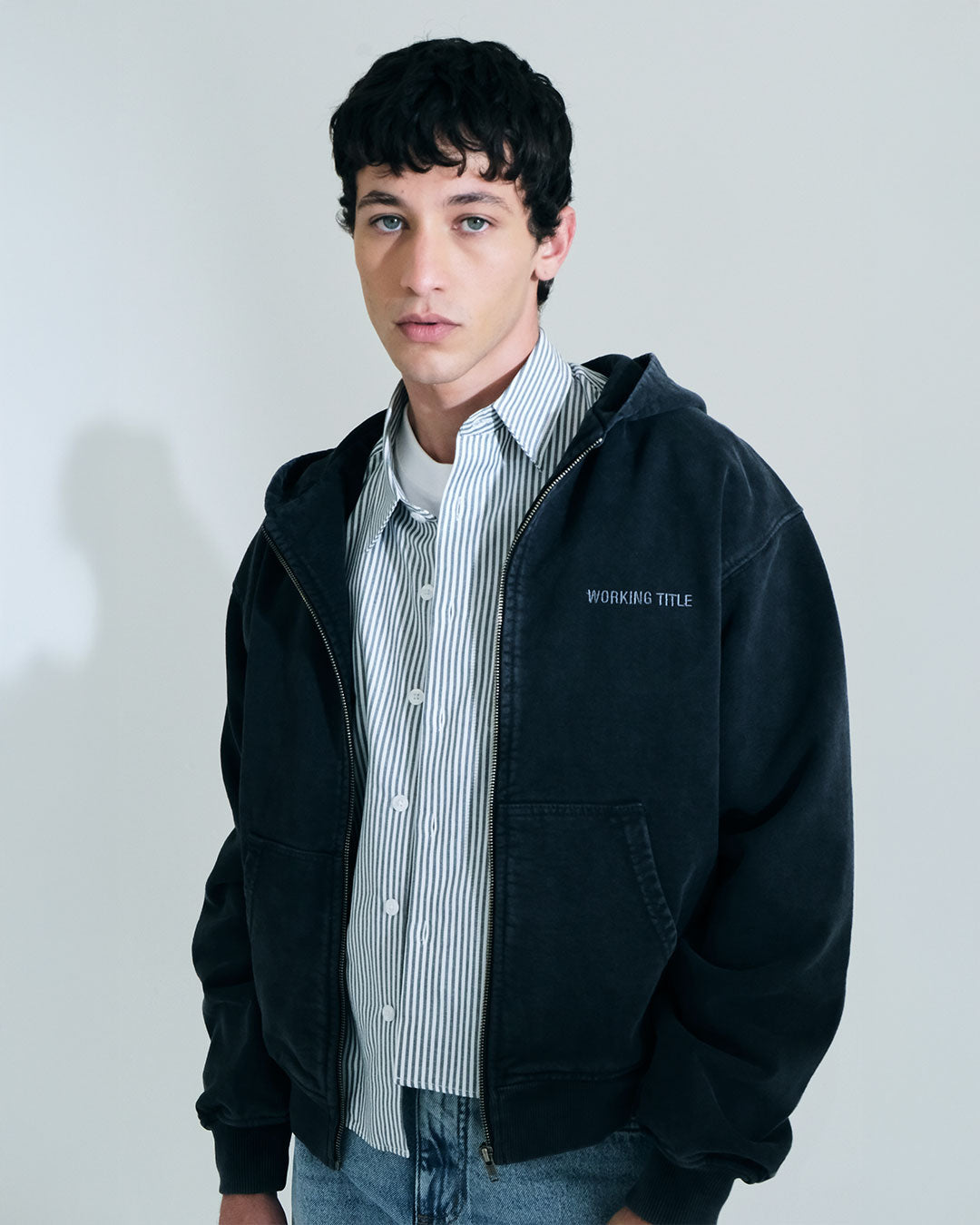 Black Washed Zip Hoodie