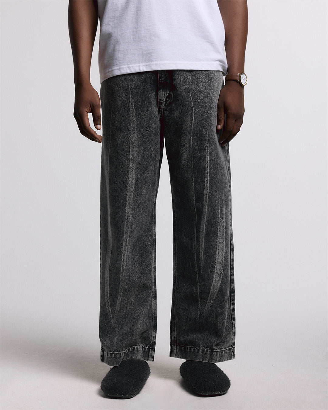 Black Washed Twill Pants