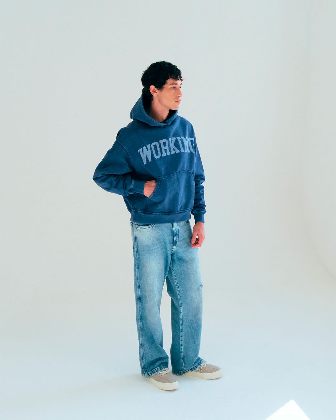 Navy Washed 'College' Hoodie