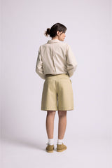 Beige 'Embroided' Tailored Shorts