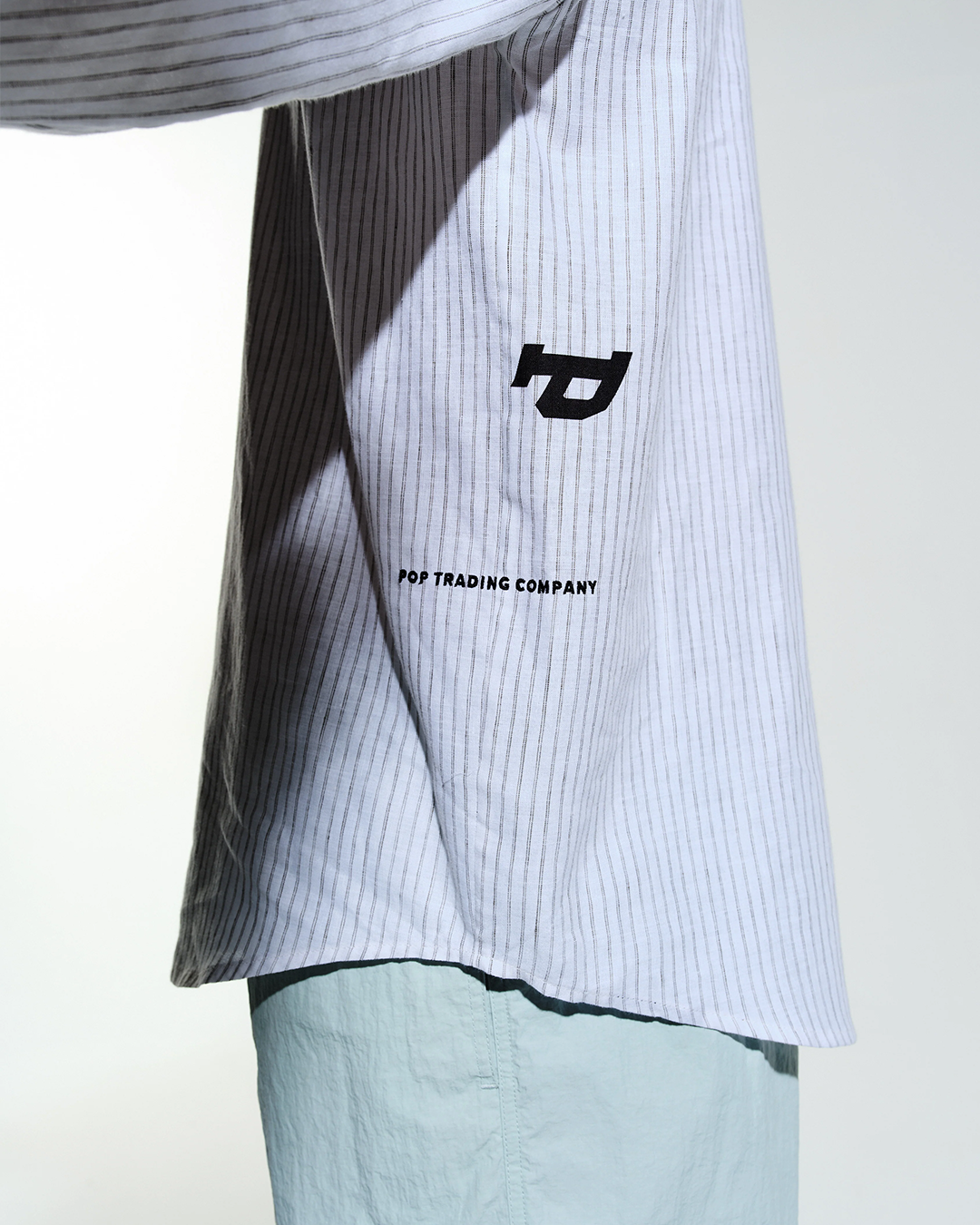 White Letters Striped Pop Shirt