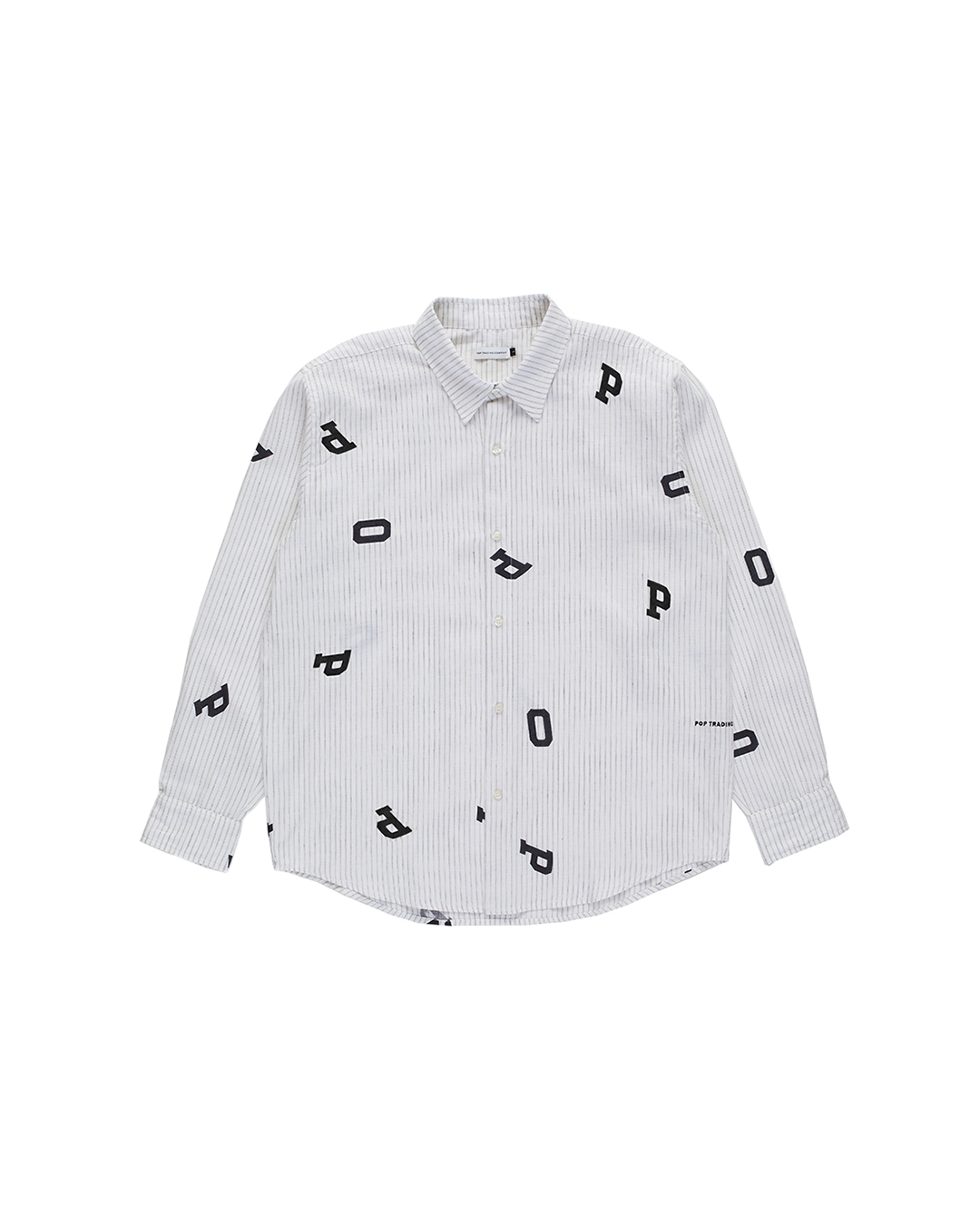 White Letters Striped Pop Shirt