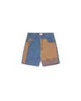 Blue Color Block Denim Shorts