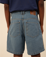 Blue Color Block Denim Shorts