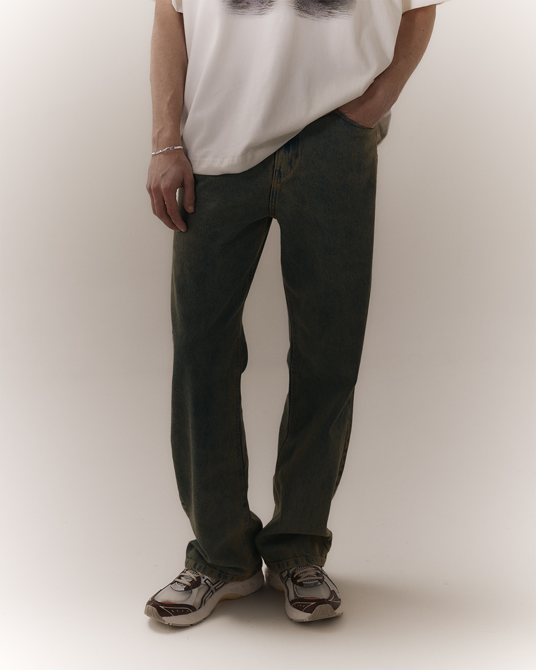 Green Washed Denim Pants