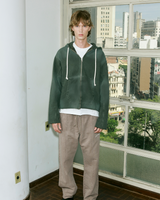 Stoned Green Trim Zipped Hoodie
