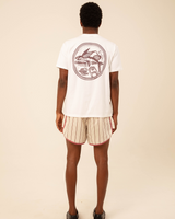 Beige Striped Volley Shorts