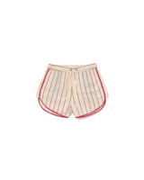 Beige Striped Volley Shorts