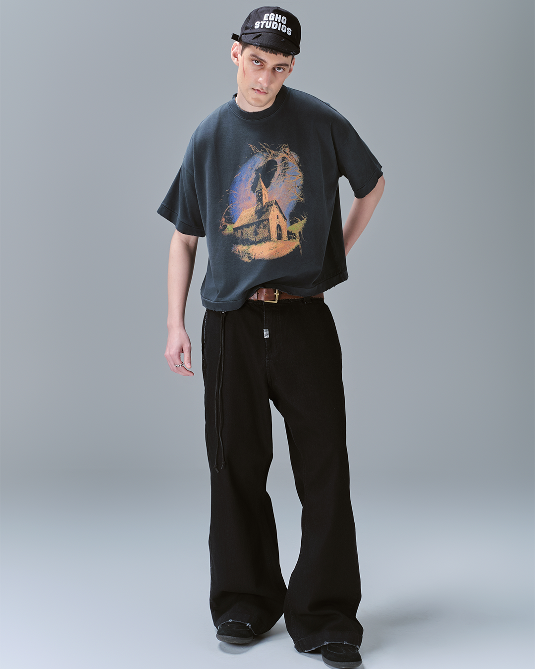 Black Guerrilla Thrashed Flare Jeans