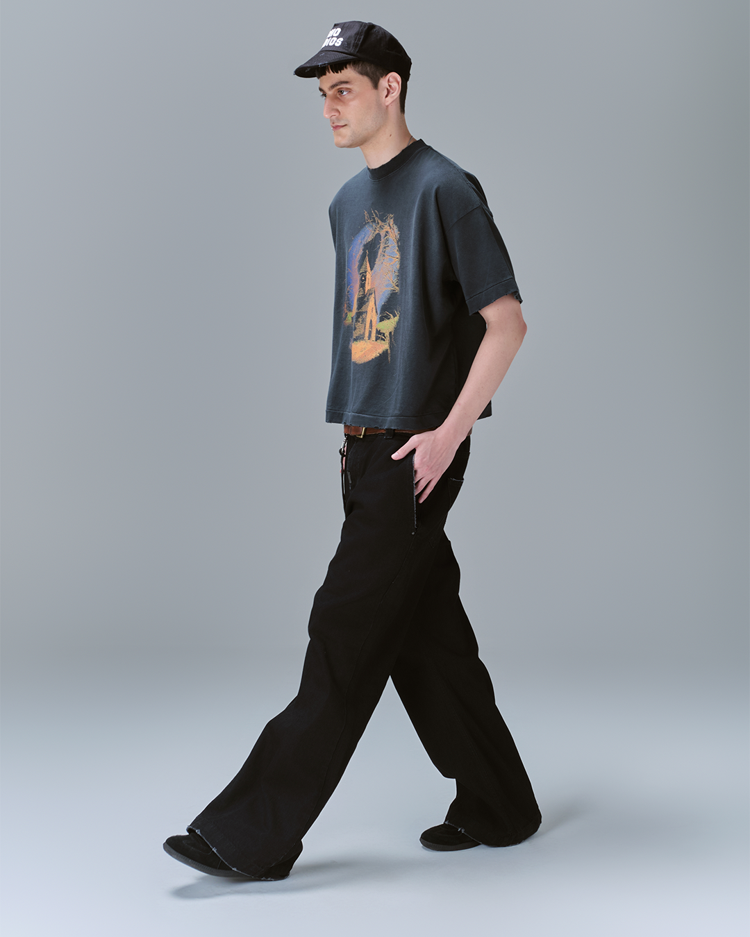 Black Guerrilla Thrashed Flare Jeans