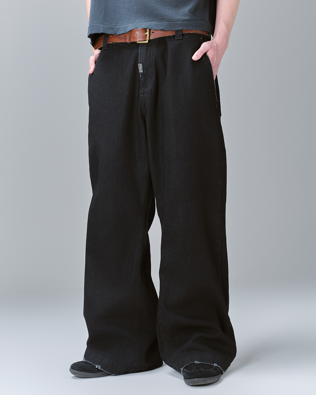 Black Guerrilla Thrashed Flare Jeans