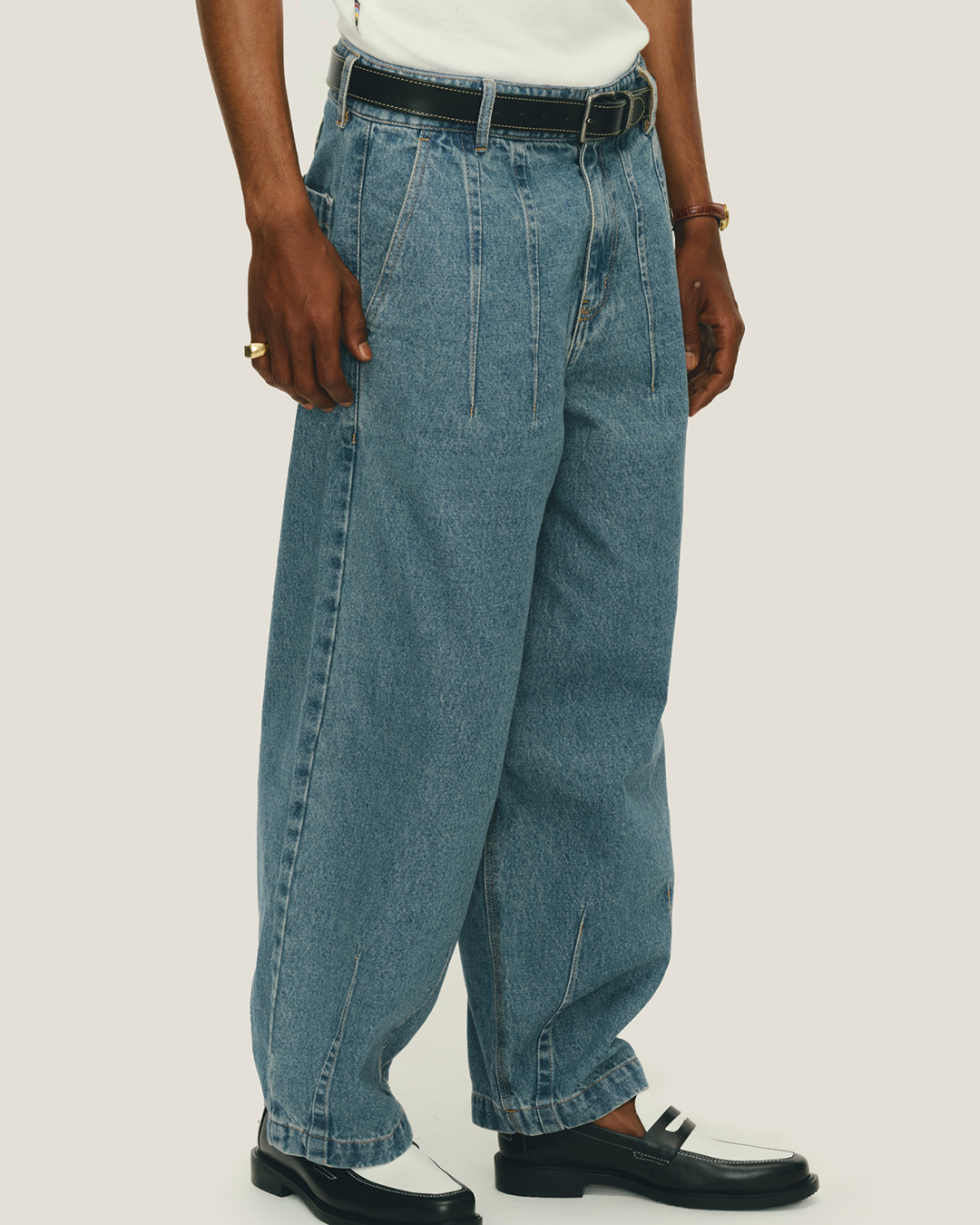 Blue Ballon Denim Pants