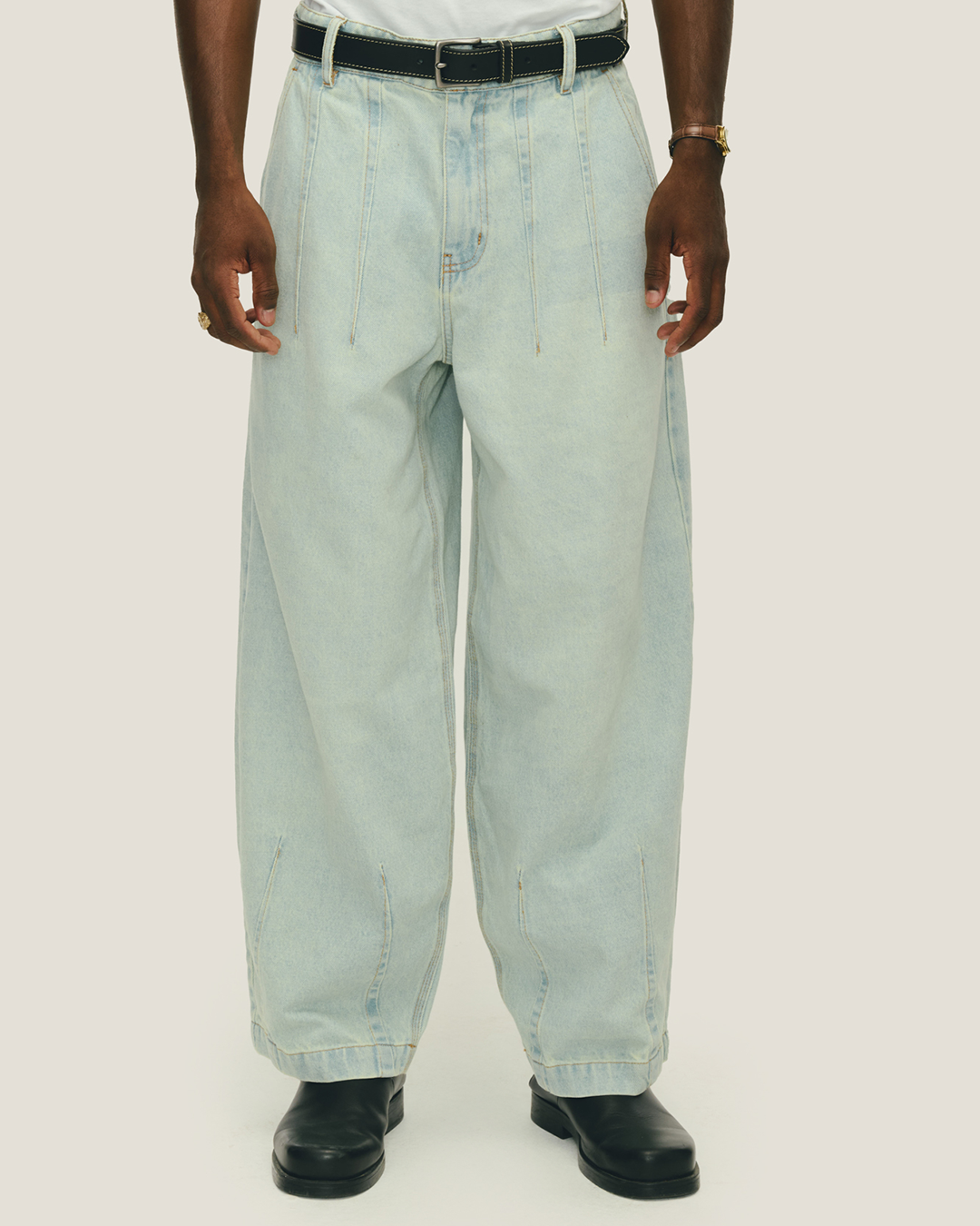 Blue Washed Balloon Denim Pants