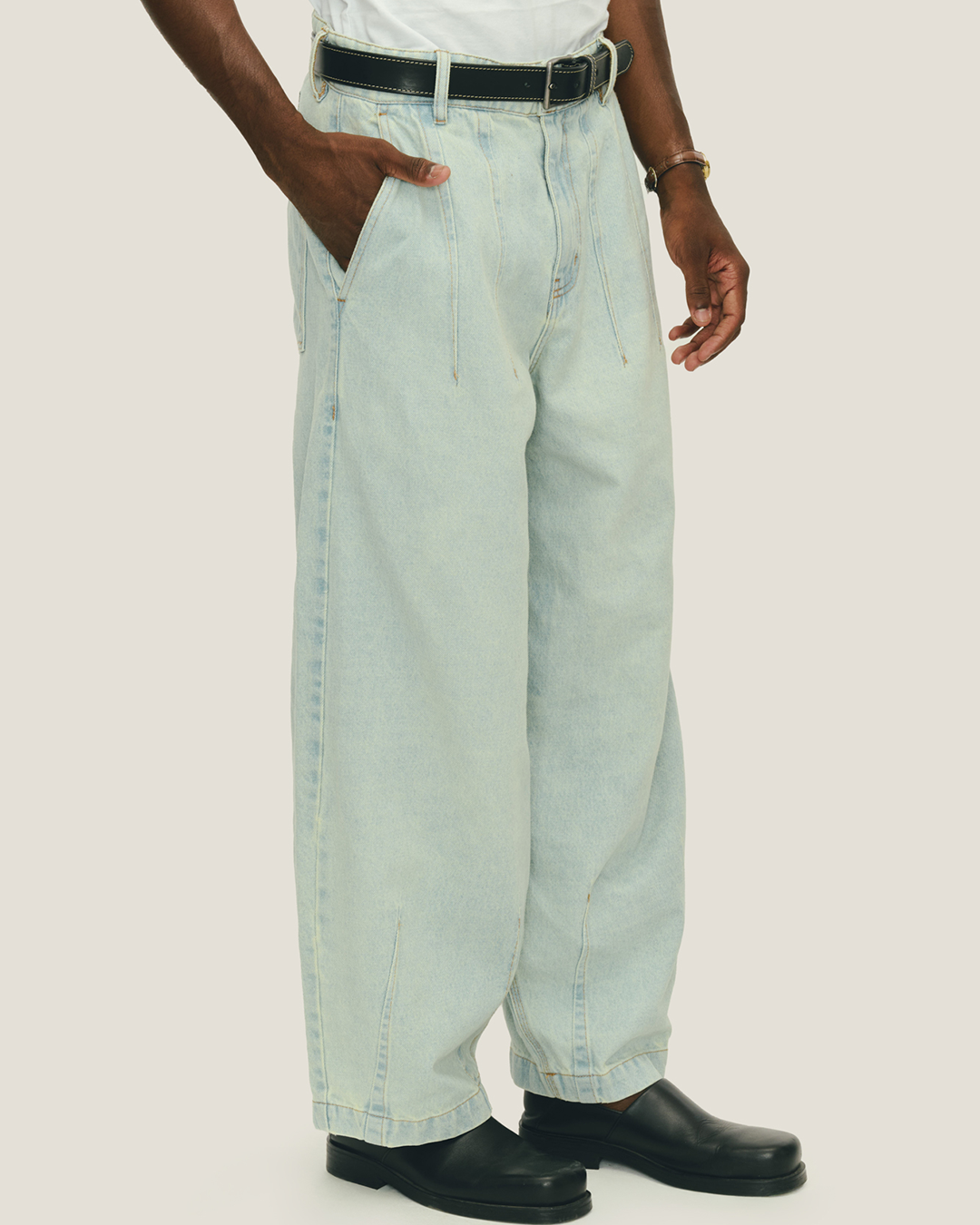 Blue Washed Balloon Denim Pants