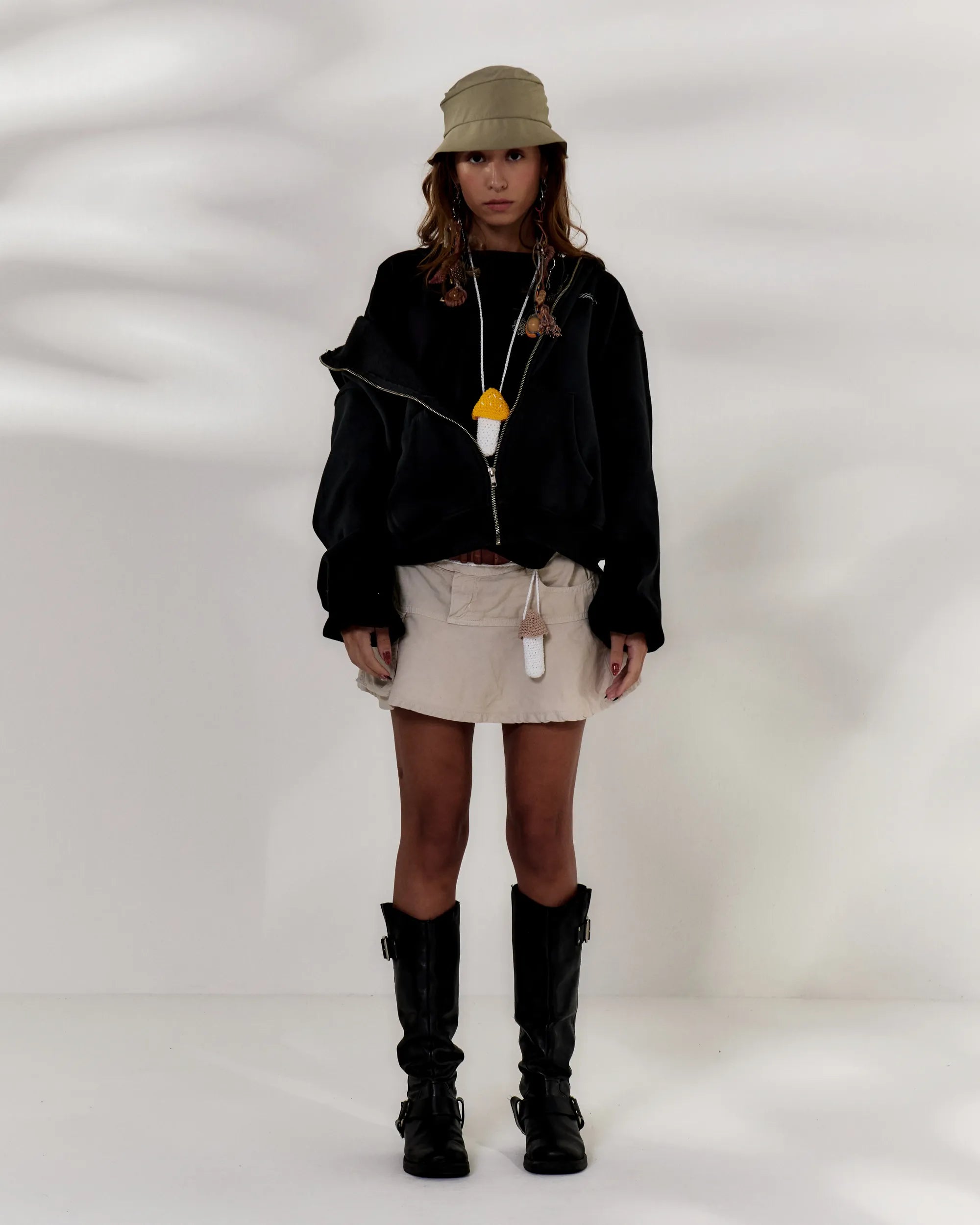 Black Script Logo Boxy Hoodie