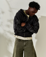 Grey 'Glyph' Boxy Zip-Up Hoodie
