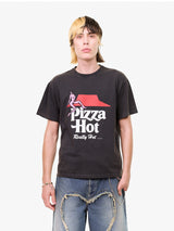 Black Faded 'Pizza Hot' Tee