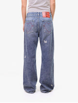 Washed Blue 'Bunny' Flare Pants