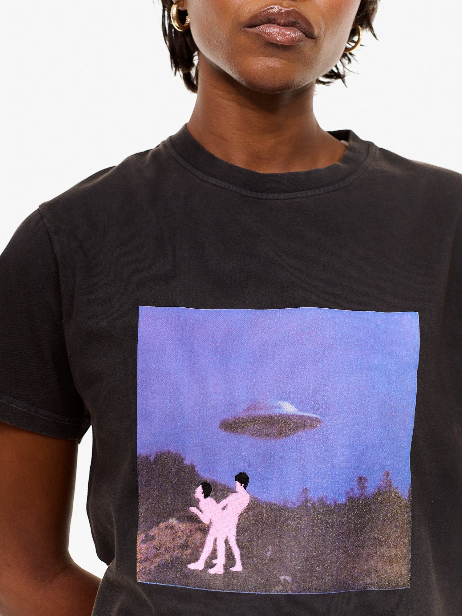 Black Faded 'I Came From Outerspace' Tee